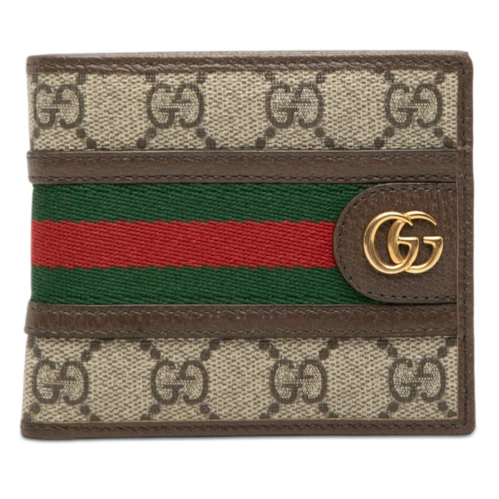 Gucci Ophidia GG Supreme Bi fold Wallet Beige Cream Multicolor Leather